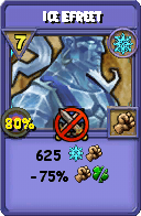 Wizard101 Ice spell card: Ice Efreet, Spell ID 1895