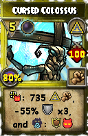Wizard101 Myth spell card: Cursed Colossus, Spell ID 1092