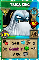 Wizard101 Ice spell card: Taiga King, Spell ID 1198