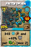 Wizard101 Ice spell card: Frozen Swarm, Spell ID 1636