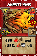 Wizard101 Fire spell card: Ammut's Rage, Spell ID 1452