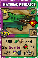 Wizard101 Life spell card: Natural Predator, Spell ID 1674