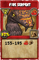 Wizard101 Fire spell card: Fire Serpent, Spell ID 1790