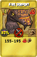 Wizard101 Fire spell card: Fire Serpent, Spell ID 1791