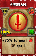 Wizard101 Fire spell card: Fireblade, Spell ID 1535