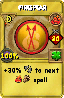 Wizard101 Fire spell card: Firespear, Spell ID 1624
