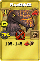 Wizard101 Fire spell card: Flamesnake, Spell ID 1289