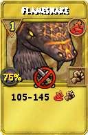 Wizard101 Fire spell card: Flamesnake, Spell ID 1290