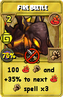 Wizard101 Fire spell card: Fire Beetle, Spell ID 1390
