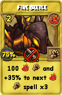 Wizard101 Fire spell card: Fire Beetle, Spell ID 1393
