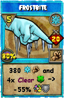 Wizard101 Ice spell card: Frostbite, Spell ID 1382