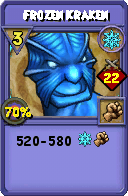 Wizard101 Ice spell card: Frozen Kraken, Spell ID 1049