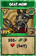 Wizard101 Life spell card: Goat Monk, Spell ID 1933