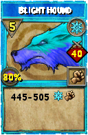 Wizard101 Ice spell card: Blight Hound, Spell ID 1767