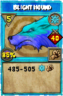 Wizard101 Ice spell card: Blight Hound, Spell ID 1766