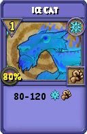 Wizard101 Ice spell card: Ice Cat, Spell ID 1433