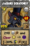 Wizard101 Death spell card: Jacques Scratches!, Spell ID 1960