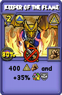 Wizard101 Myth spell card: Keeper of the Flame, Spell ID 1375