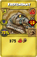 Wizard101 Fire spell card: Krokomummy, Spell ID 1569