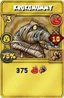 Wizard101 Fire spell card: Krokomummy, Spell ID 1570