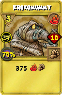 Wizard101 Fire spell card: Krokomummy, Spell ID 1567