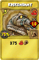 Wizard101 Fire spell card: Krokomummy, Spell ID 1566