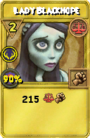 Wizard101 Balance spell card: Lady Blackhope, Spell ID 1386