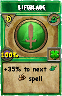 Wizard101 Life spell card: Lifeblade, Spell ID 1293