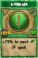 Wizard101 Life spell card: Lifeblade, Spell ID 1537