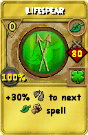 Wizard101 Life spell card: Lifespear, Spell ID 1622