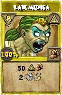 Wizard101 Myth spell card: Late Medusa, Spell ID 1671