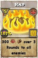 Wizard101 Balance spell card: Scald, Spell ID 1113