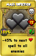 Wizard101 Death spell card: Mass Infection, Spell ID 1222