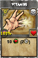 Wizard101 Death spell card: Vitamins, Spell ID 1285