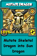 Wizard101 Sun spell card: Mutate Dragon, Spell ID 1544