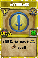Wizard101 Myth spell card: Mythblade, Spell ID 1295