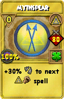 Wizard101 Myth spell card: Mythspear, Spell ID 1621