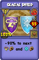 Wizard101 Fire spell card: Glacial Shield, Spell ID 1340