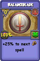 Wizard101 Balance spell card: Balanceblade, Spell ID 1186