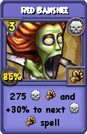 Wizard101 Death spell card: Red Banshee, Spell ID 1749