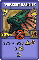 Wizard101 Myth spell card: Virulent Basilisk, Spell ID 1257