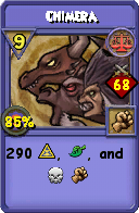 Wizard101 Balance spell card: Chimera, Spell ID 1159