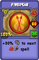 Wizard101 Fire spell card: Firespear, Spell ID 1052