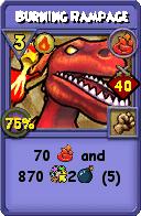 Wizard101 Fire spell card: Burning Rampage, Spell ID 1196