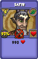 Wizard101 Life spell card: Satyr, Spell ID 1676