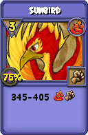 Wizard101 Fire spell card: Sunbird, Spell ID 1509