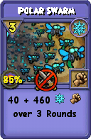 Wizard101 Ice spell card: Polar Swarm, Spell ID 1444