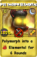 Wizard101 Moon spell card: Polymorph Elemental, Spell ID 1852