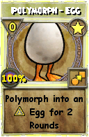 Wizard101 Star spell card: Polymorph - Egg, Spell ID 1383