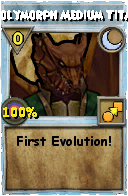 Wizard101 Moon spell card: Polymorph Medium Titan, Spell ID 1703